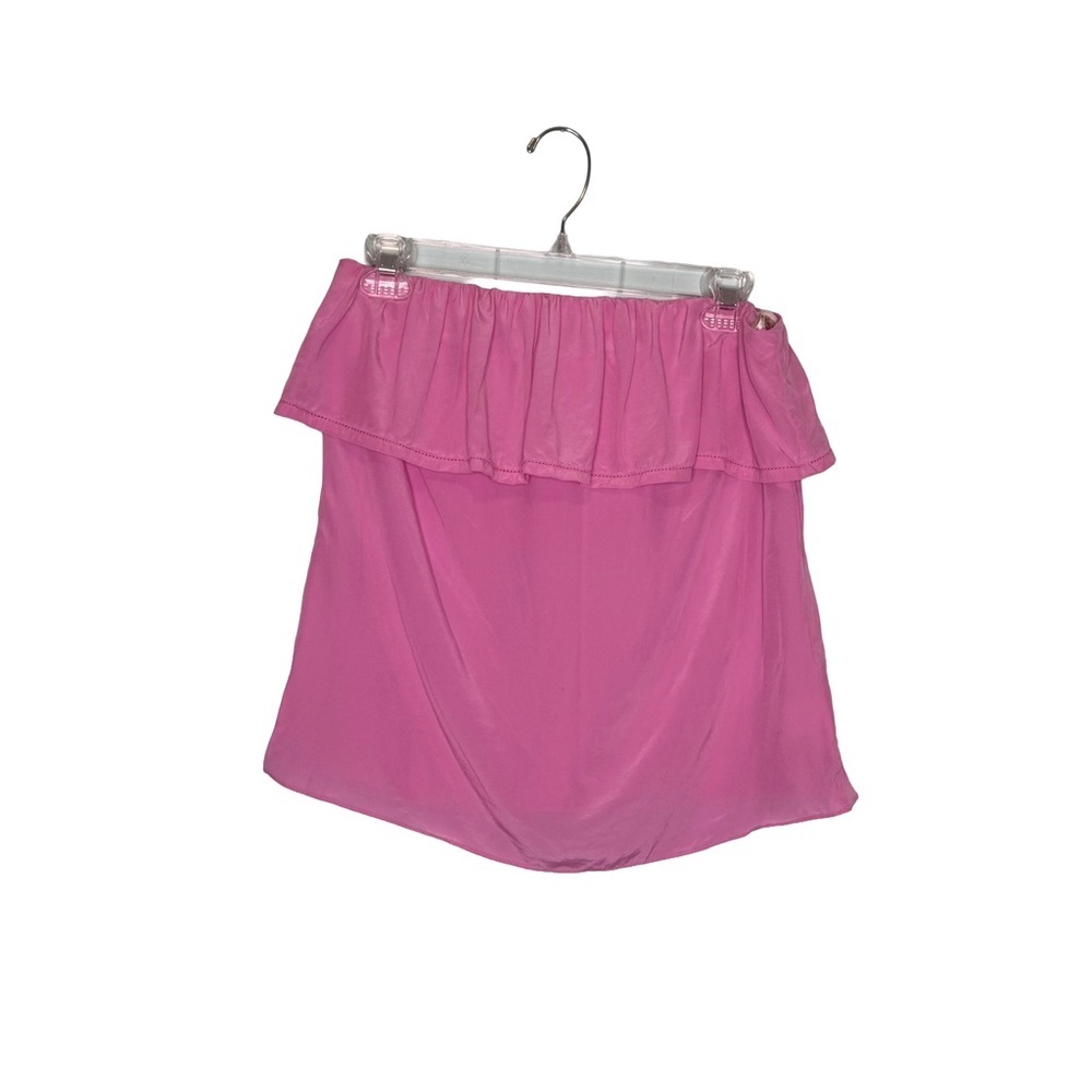 Lilly Pulitzer silk Pink strapless ruffle Blouse